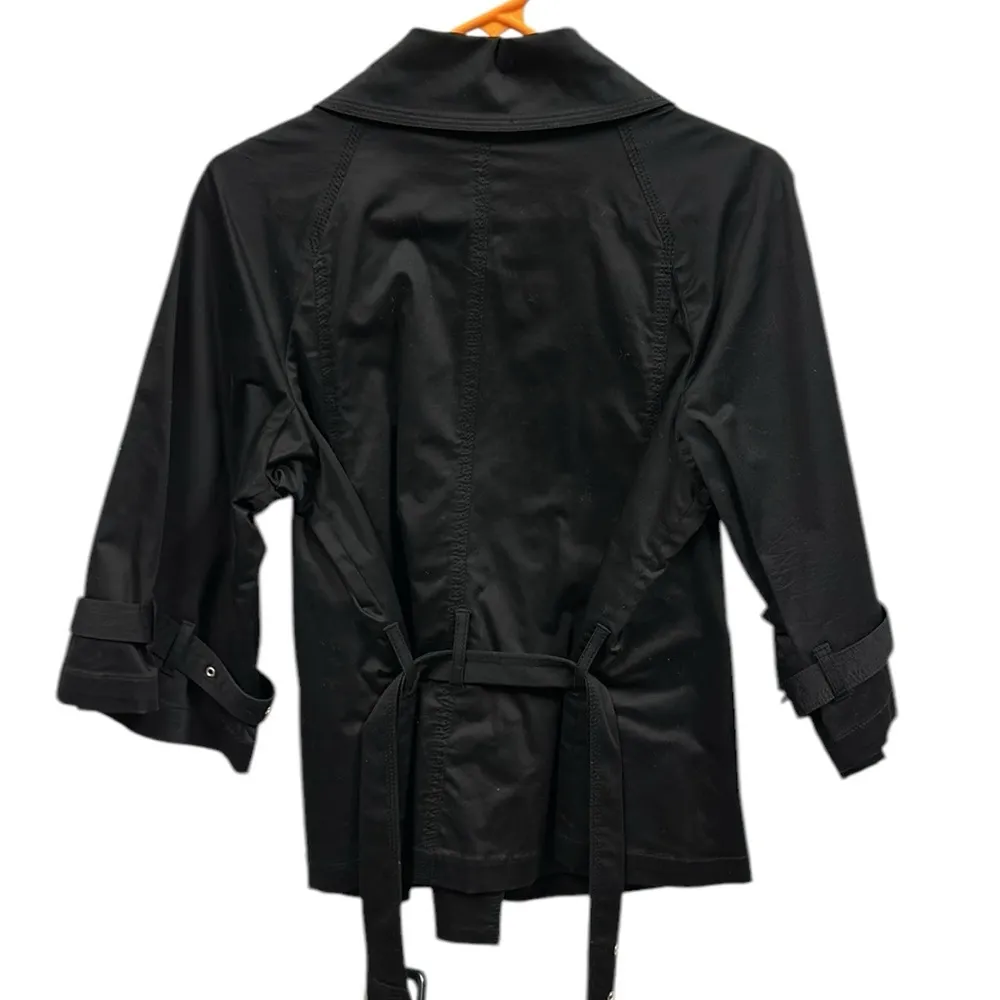 Robin Howe Black Buckle Belted 3 Quarter Sleeve Double Breasted Jacket Womens S - Image 6