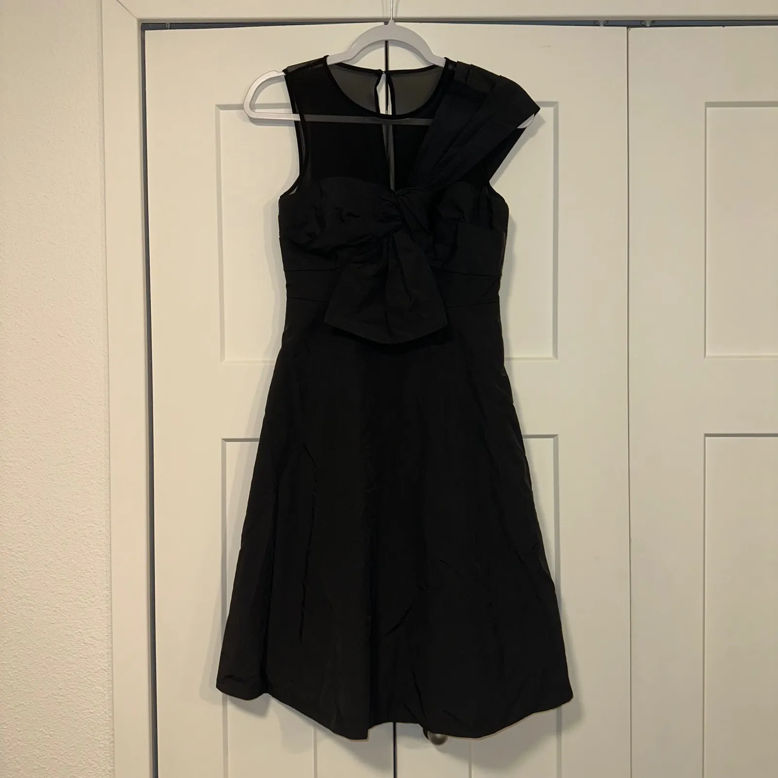 Kate Spade‎ New York Black Party Cocktail Dress Bow Sleeveless Sheer size 0 - Image 3