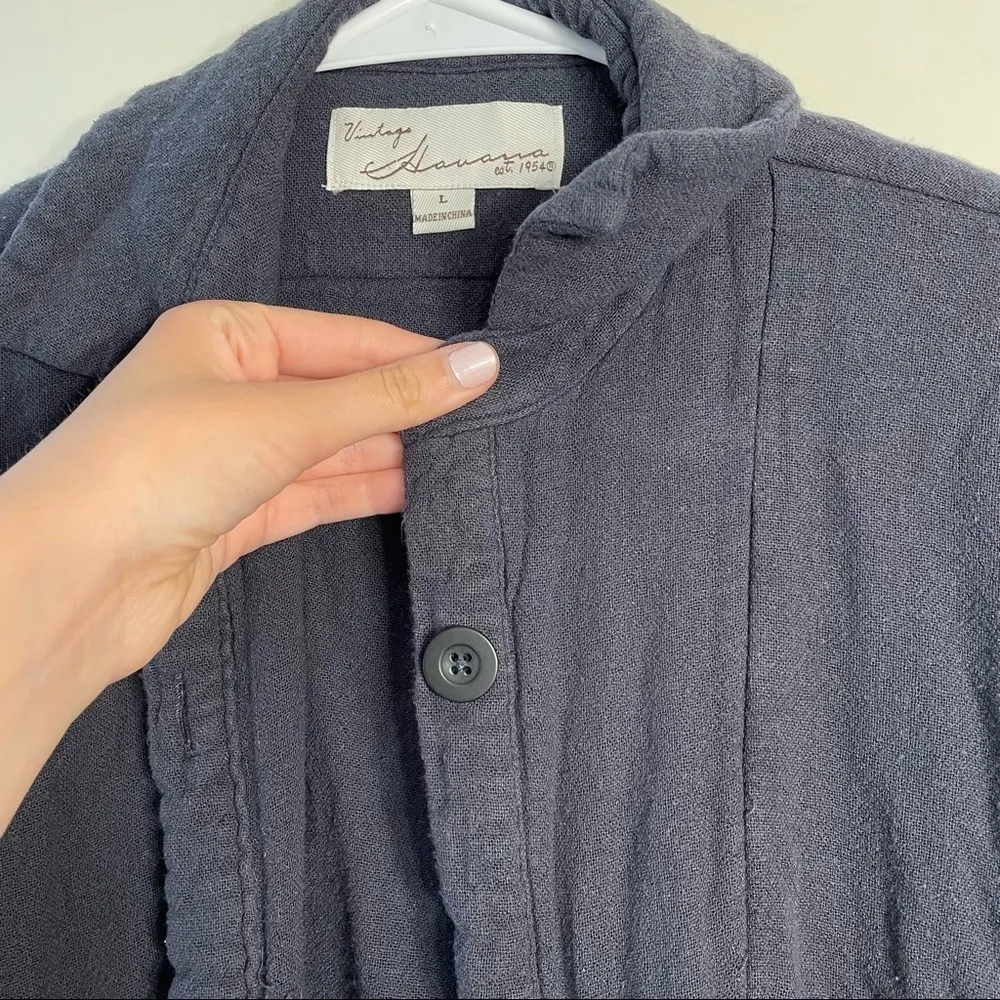 Vintage Havana Sweater Jacket Dark Navy Blue Striped Sleeves Draped Tie Soft - Image 6