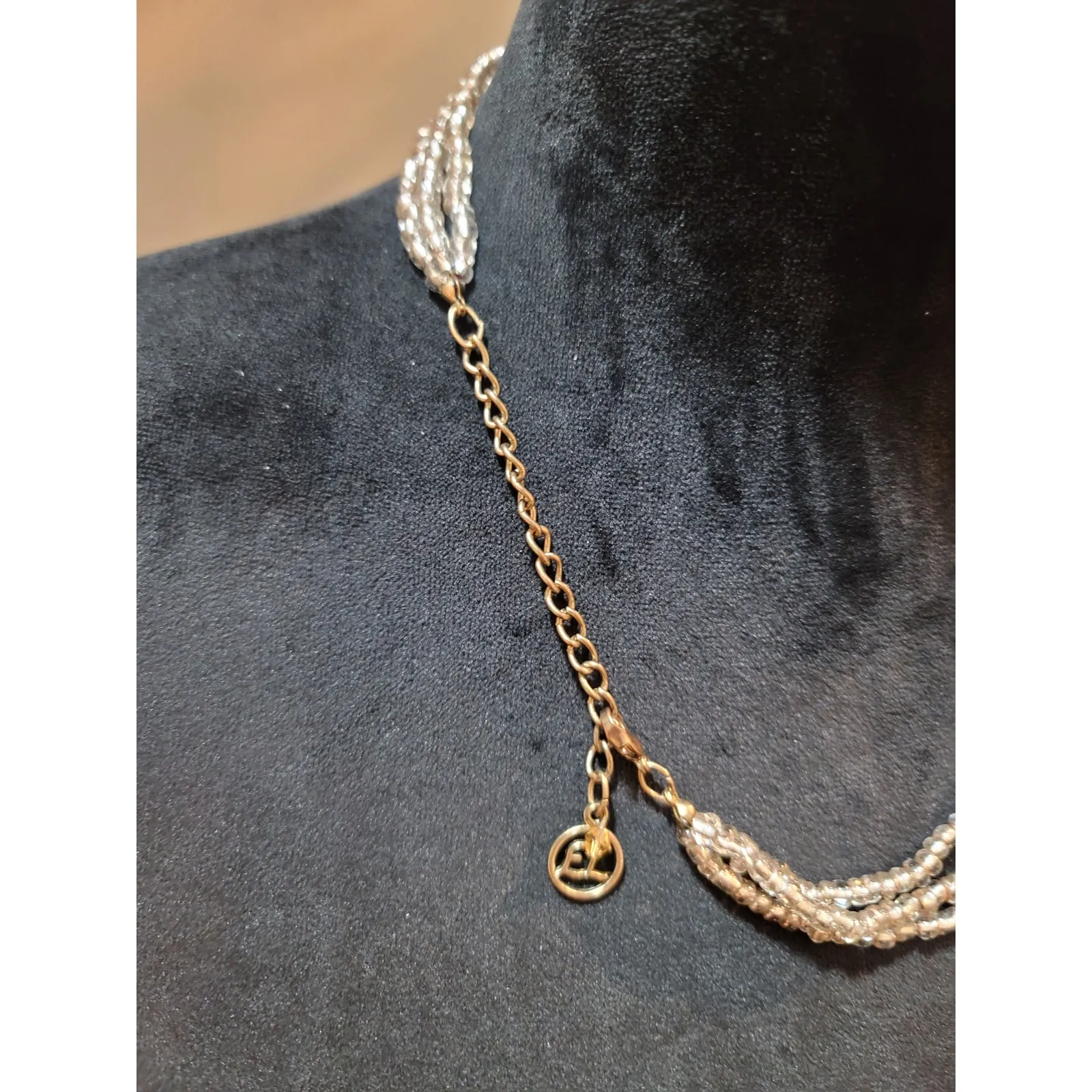 Women's Purple Teardrop Pendant Necklace With Blue Beads And Multi Strand Design - Image 7