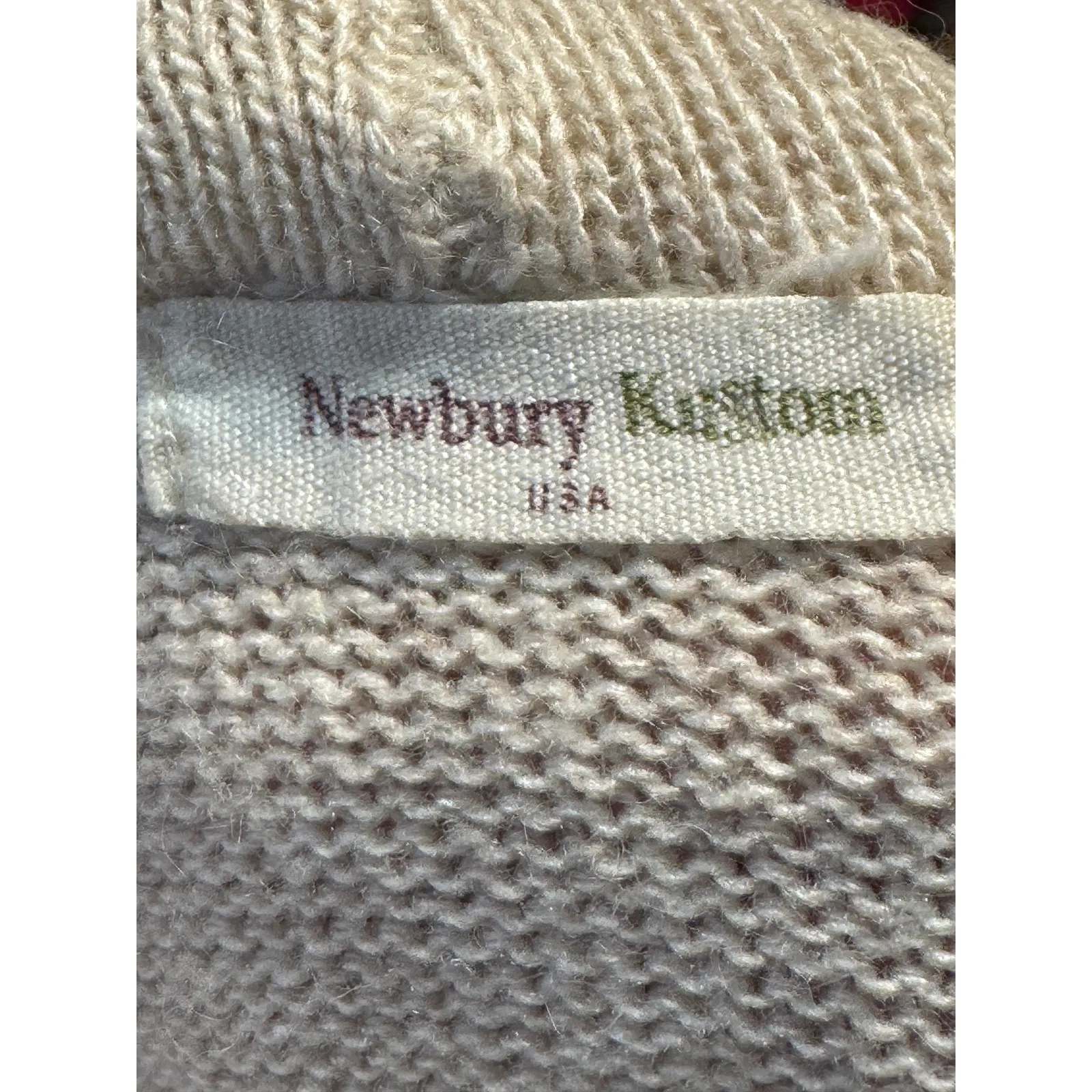 Newbury Kustom S/M Cowl Neck Tunic Sweater Oatmeal Wool Blend Ribbed Knit Slits - Image 4