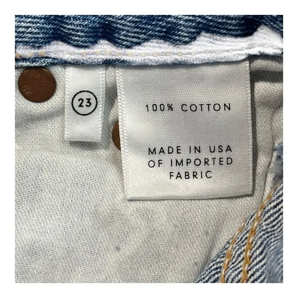 GRLFRND Rhoda Denim Mini Skirt Frayed Hem Distressed Blue Jean Skirt Size 23 NWT - Image 16