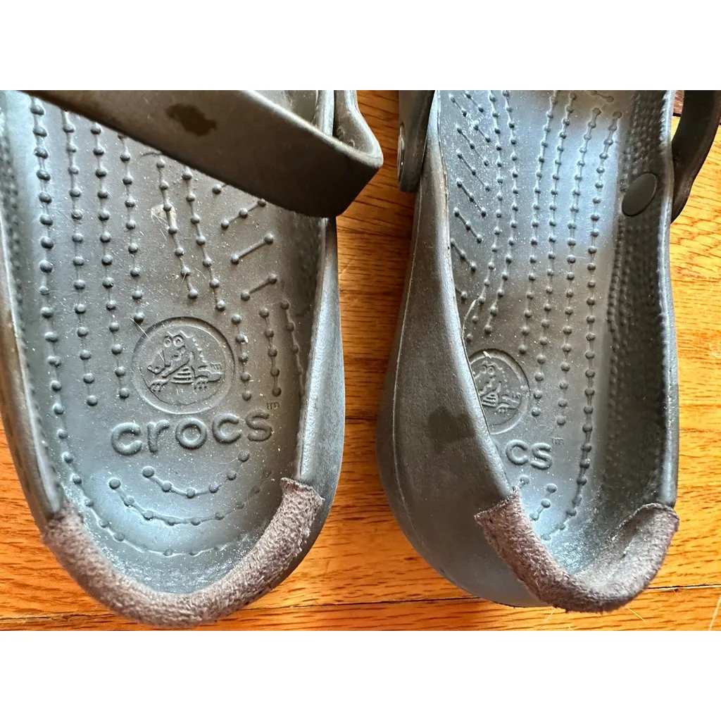 Crocs Alice Womens Size 7 Grey Mary Jane Non Slip Work Shoes Comfort Clogs - Image 9
