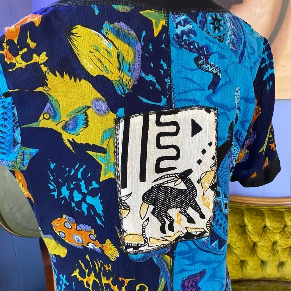 Vintage Y2K La Cera Patchwork Maxi Button Down Dress - Image 11