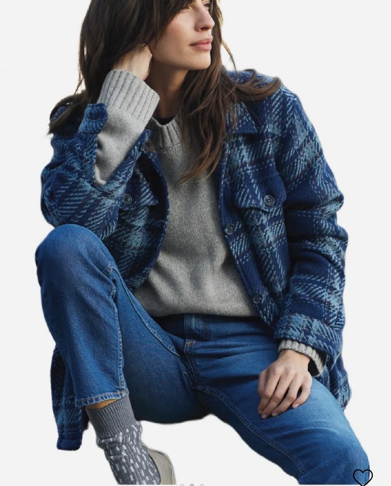 Outerknown Cloud Weave Shirt Jacket Blue Plaid Button Up Organic Cotton size XS - Image 1