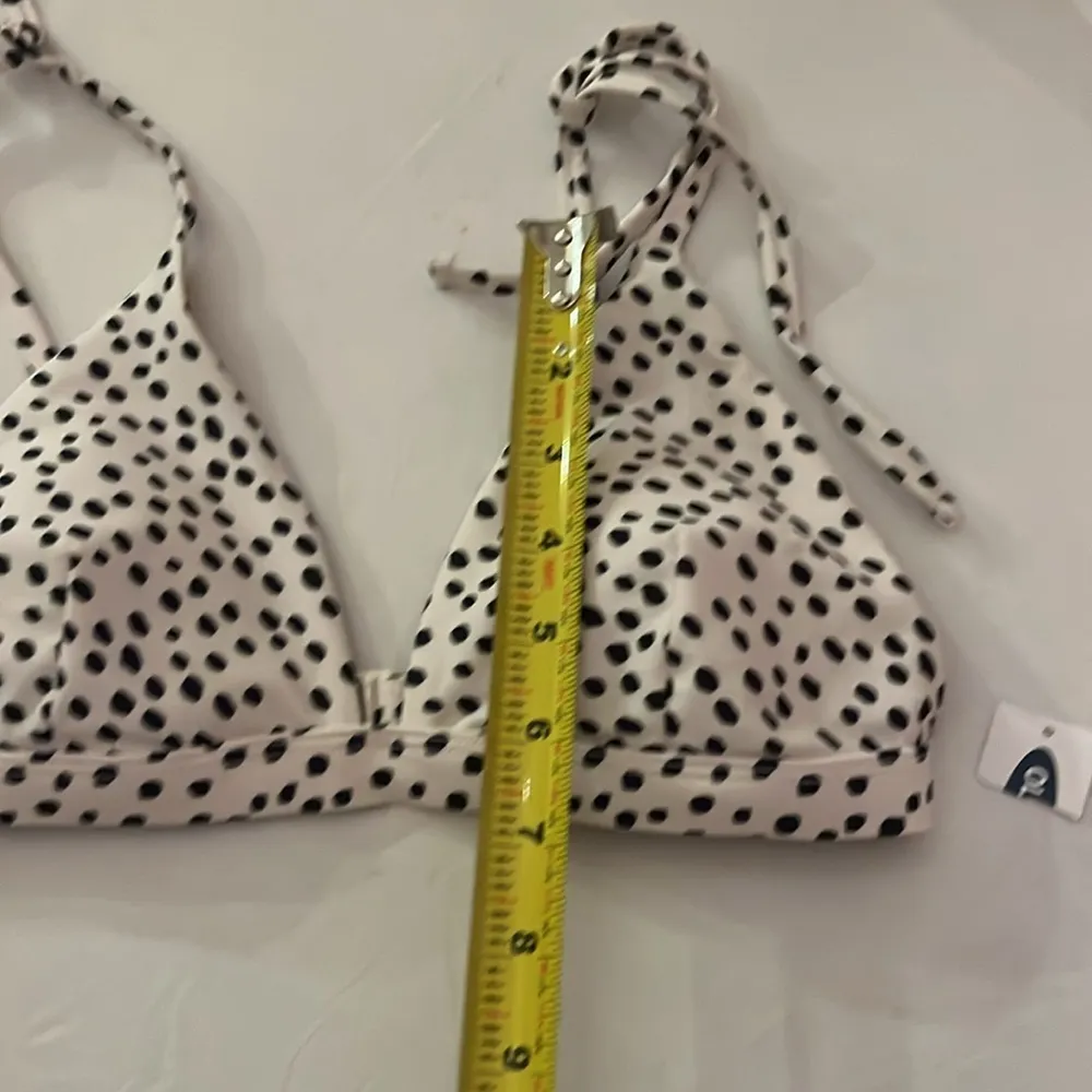 New Old Navy Polka Dot String Bikini Triangle Bikini Top Black White XS - Image 10