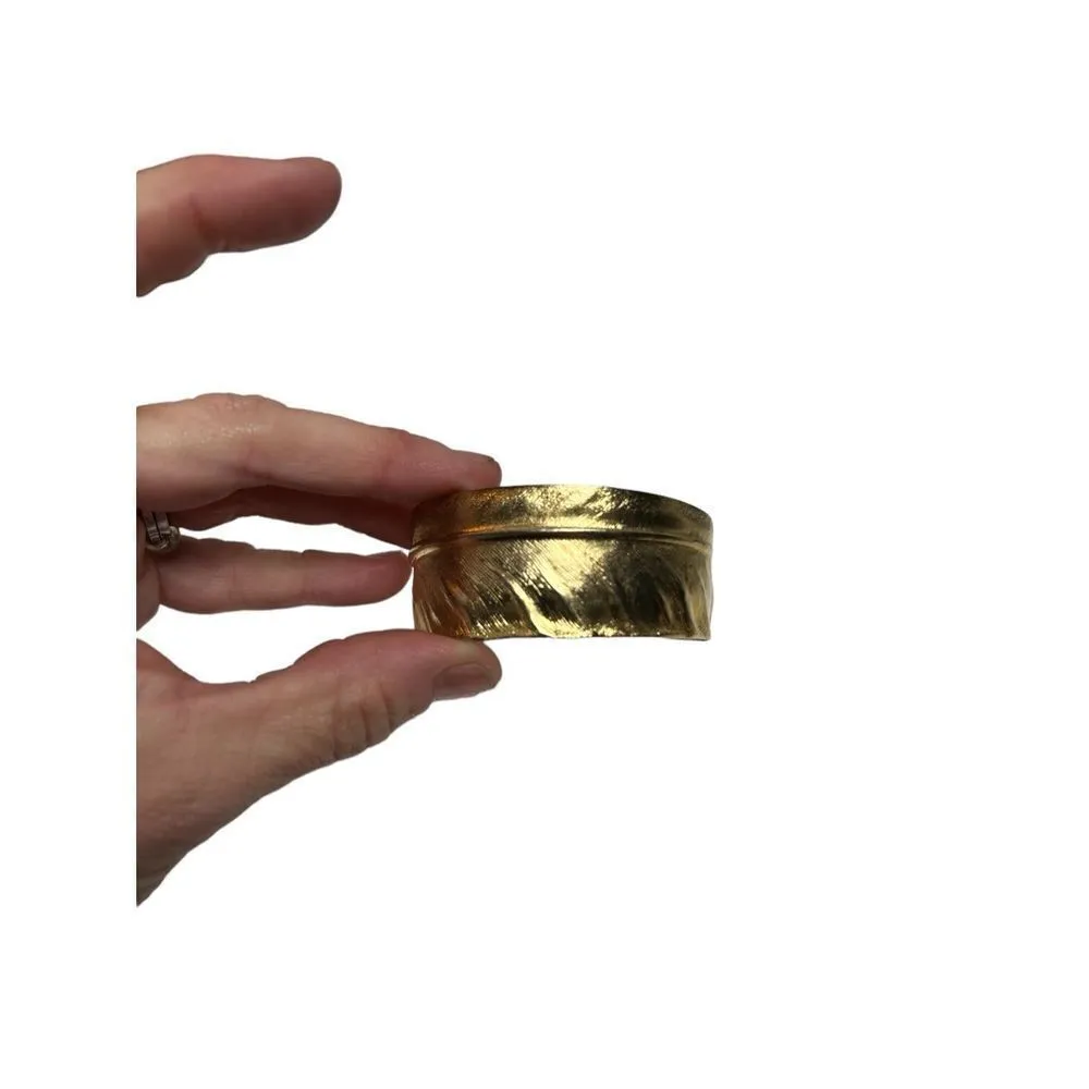 Brass feathered cuff bracelet statement piece Gold - Image 3