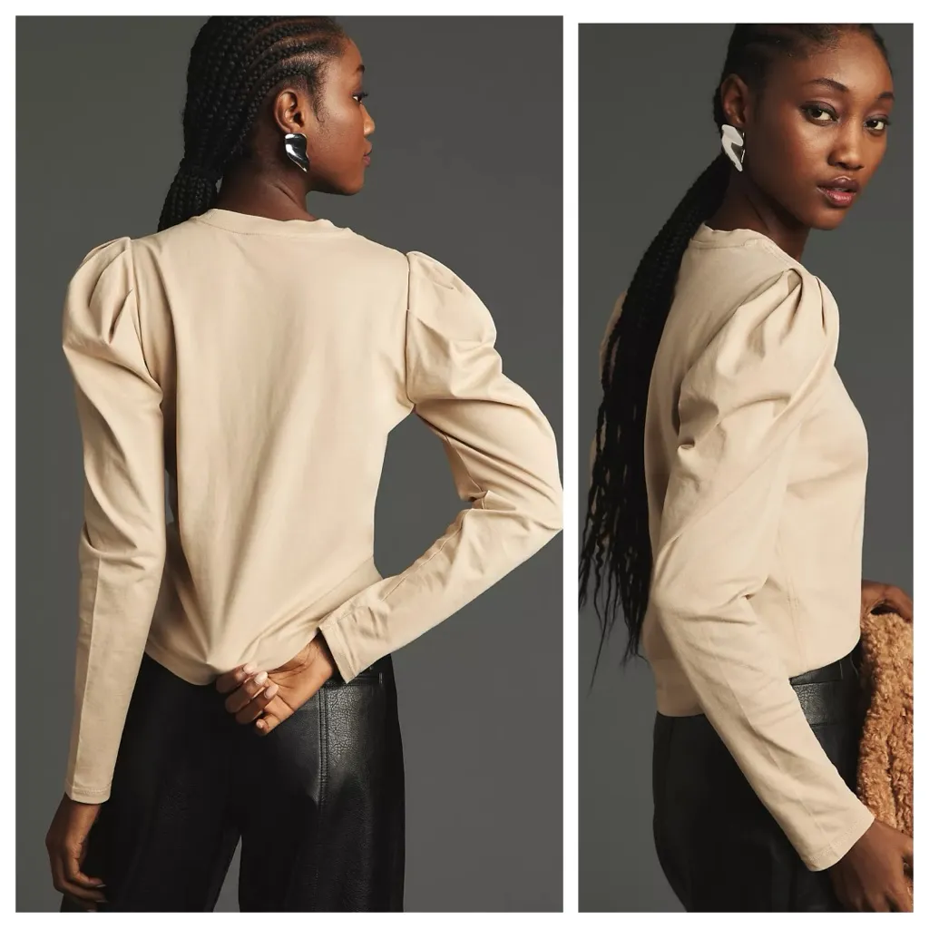 Frame Draped Femme Tee Organic Cotton burgundy wine long sleeve shirt  medium - Image 4