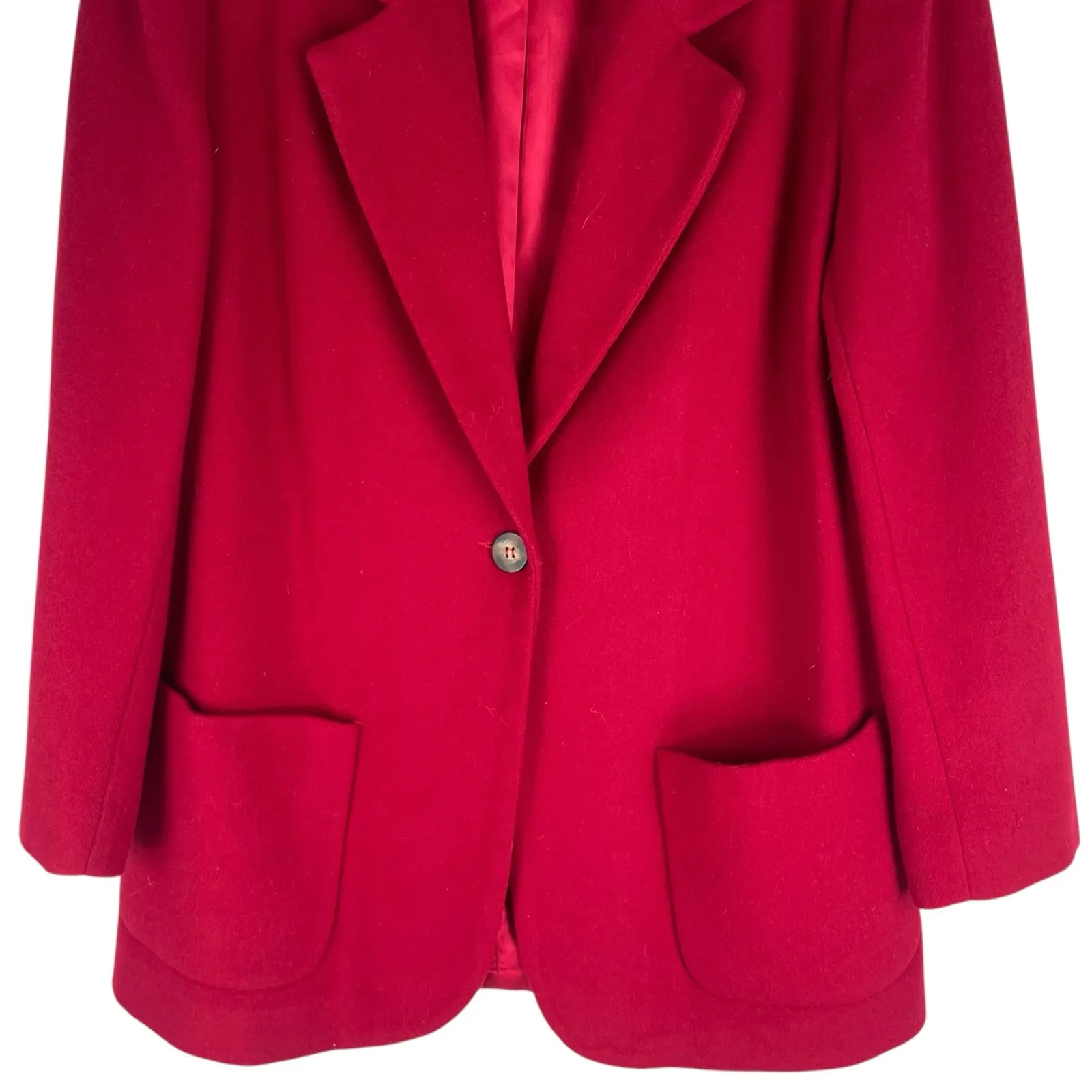 Lands' End  Wool Cashmere Blend One Button Blazer Jacket Red SIze 10 - Image 5
