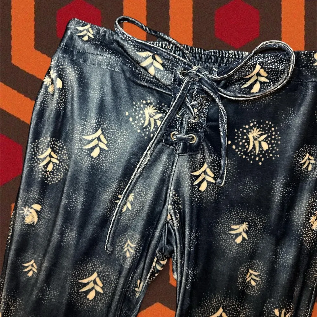 RARE Glitter Skies Lac-Up Flare Bell Bottoms Pants - Image 5