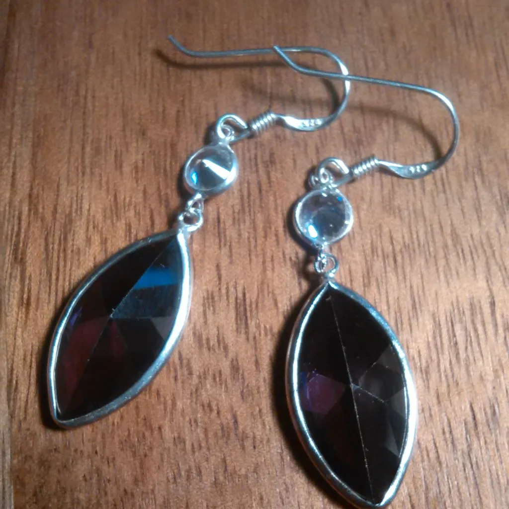 Simulated Purple and White Diamond Sterling Silver Dangle Earrings - Image 7