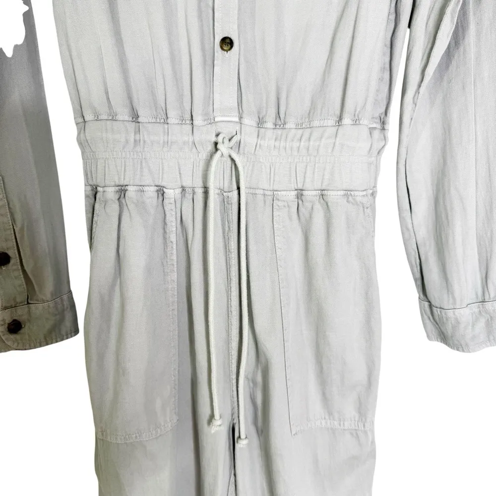 Faherty Linen Blend Arlie Utility Jumpsuit in Stone Size XS - Image 8