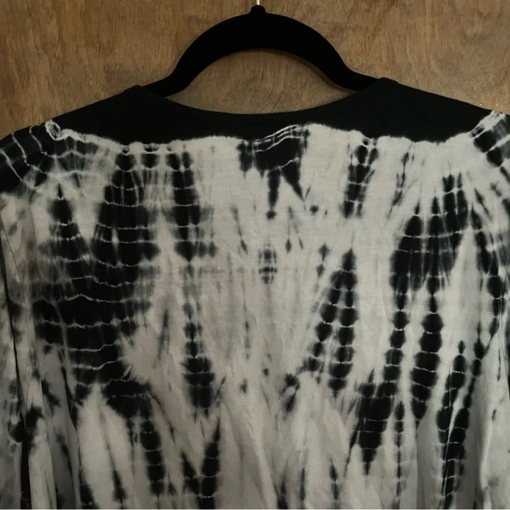 Focus Casual Life Long Sleeve V Neck Tie Dye Ombre Navy White Size Large. Blue - Image 7