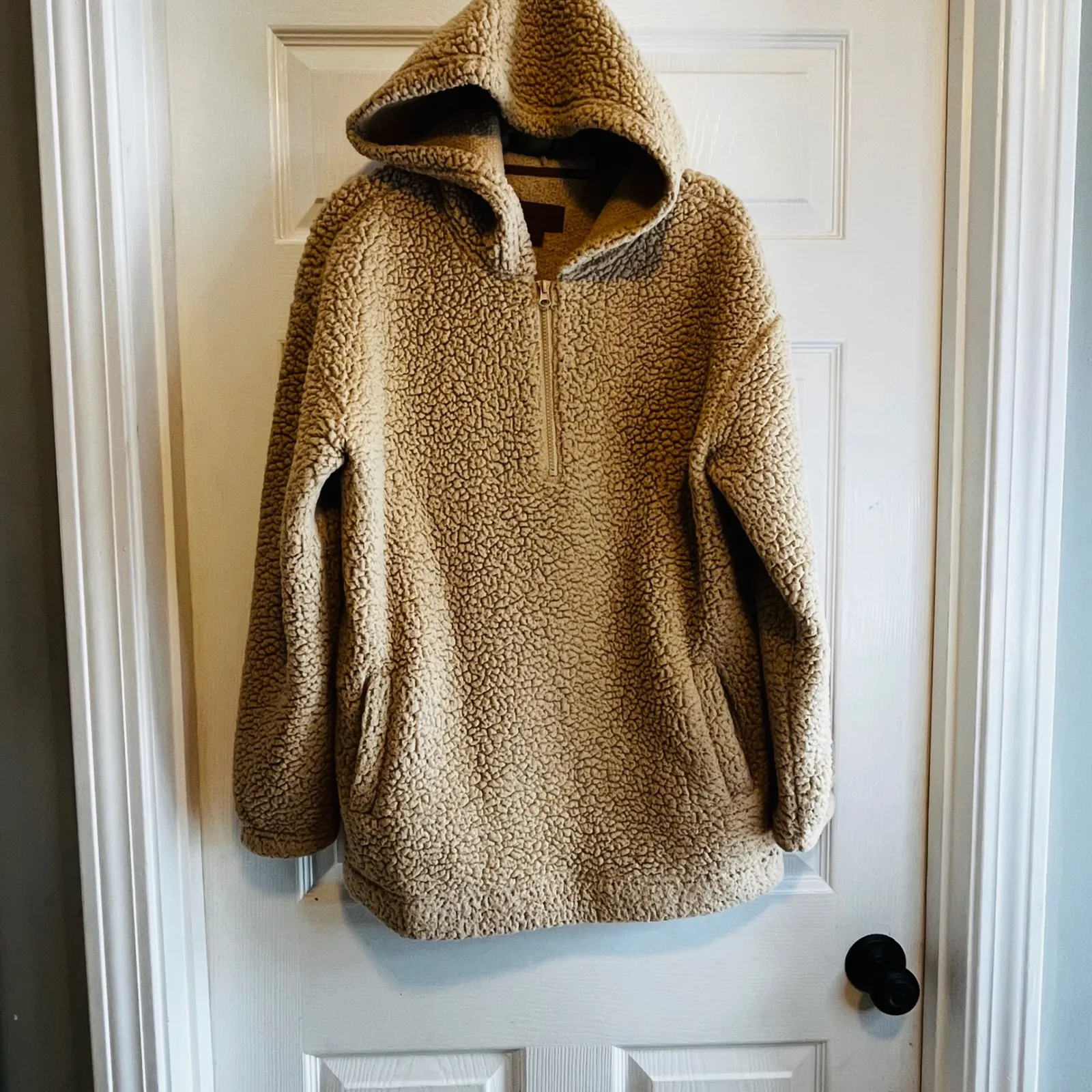Koolaburra by UGG Sherpa Fleece Half Zip Hoodie Tan Size M - Image 2