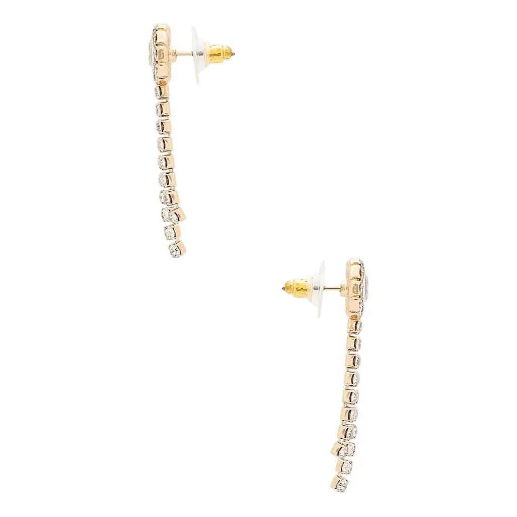 8 Other Reasons Ribbon Earrings in Gold One Size New Womens Crystal Bows - Image 2