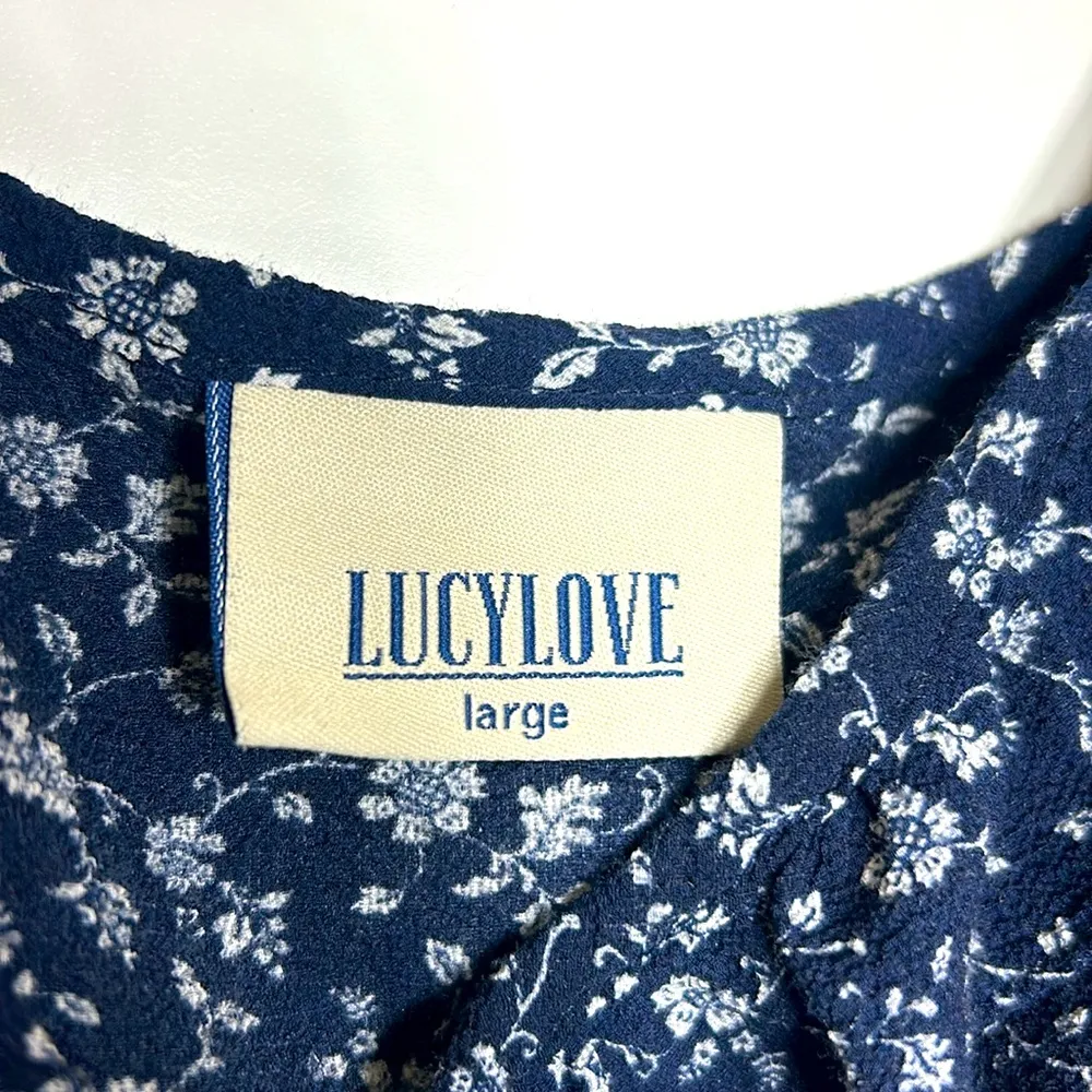 LUCYLOVE Floral Ruffle Crop- Halter Top, Size L - Image 3