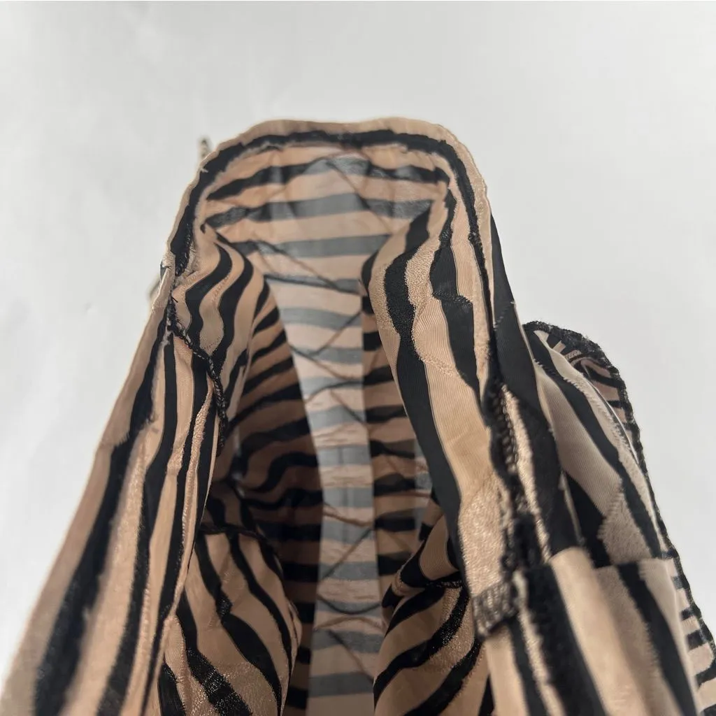 Elif‎ Jordan Taylor Semi Sheer Tan & Black Striped Belted Batwing Tunic Coverup - Image 5