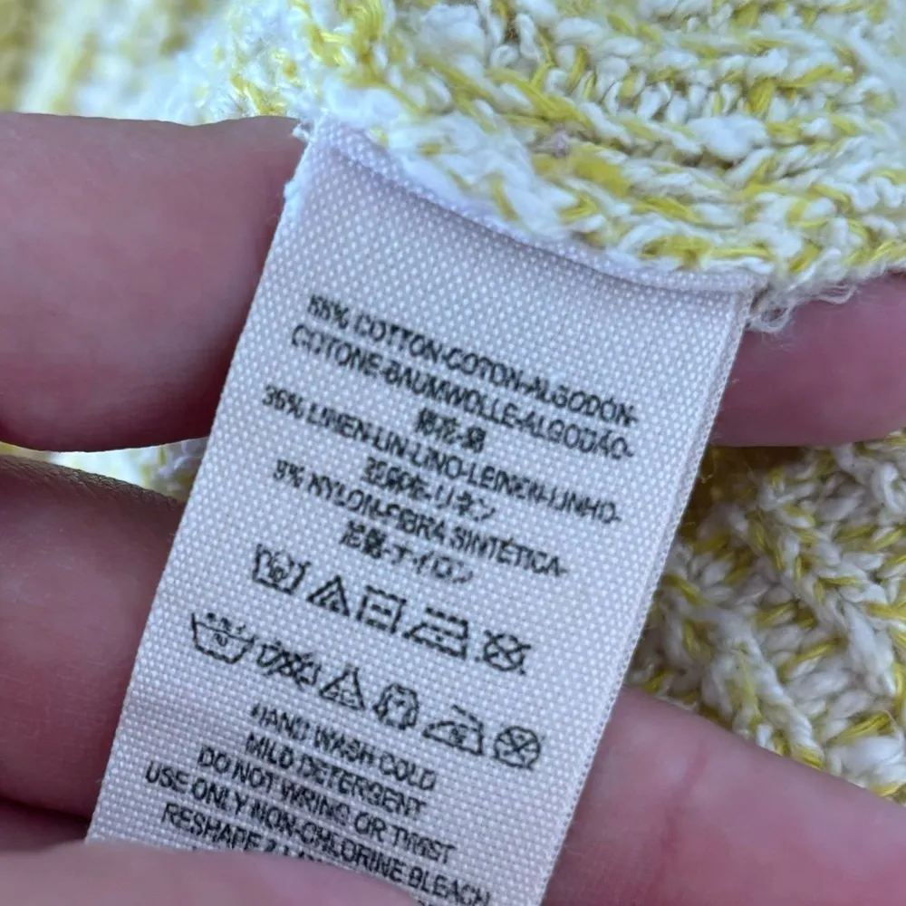 free people linen blend knit light yellow pullover sweater - Image 5