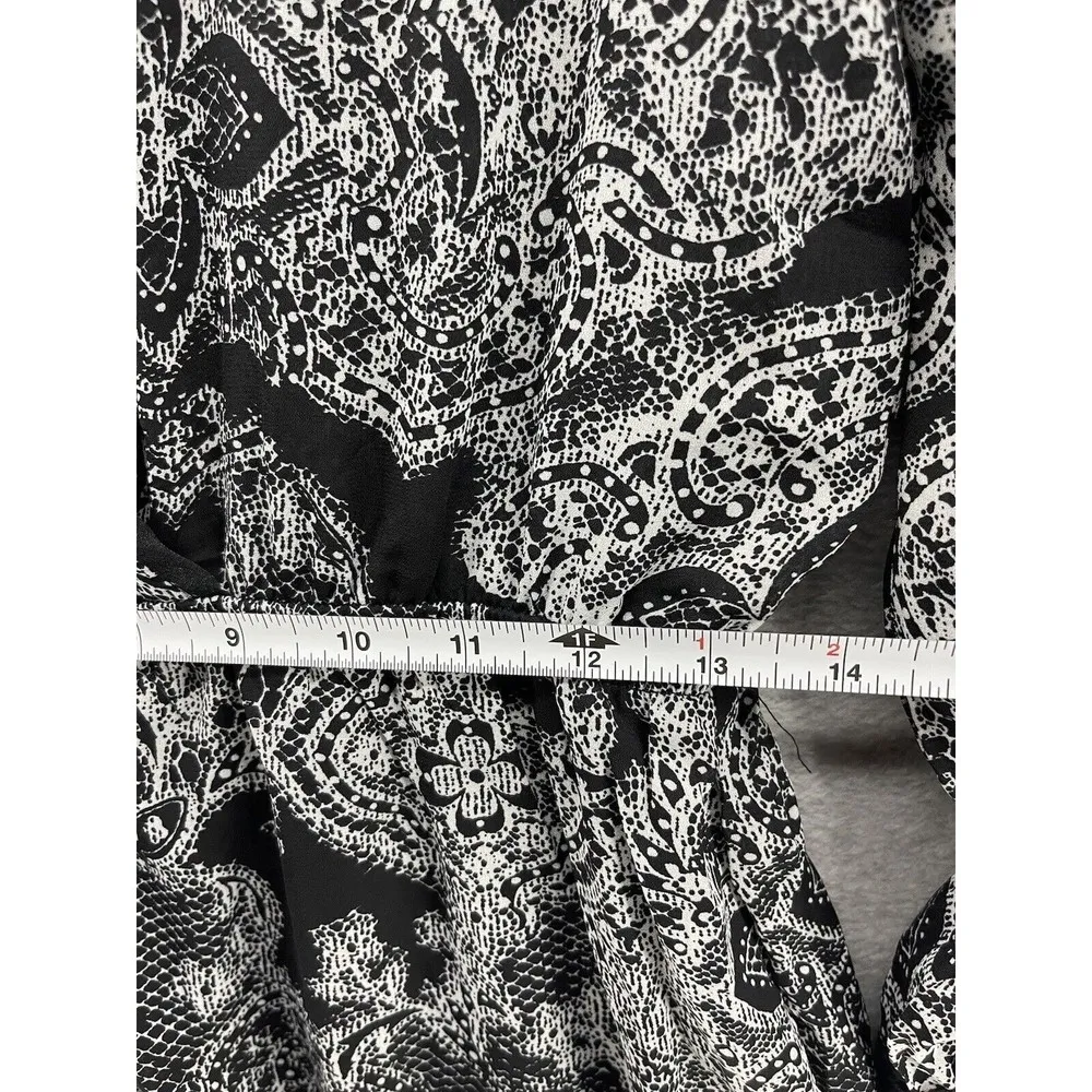 Nectar Clothing Women's Romper Black Shorts Small Long Sleeve Sheer Surplice - Image 11