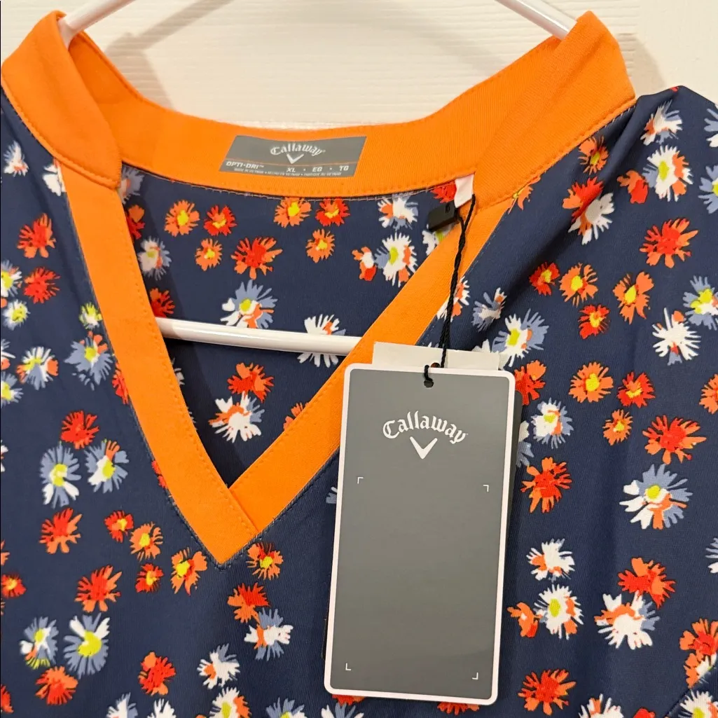 Callaway Navy Floral Top with Orange Trim golf dress NWT XL - Image 2