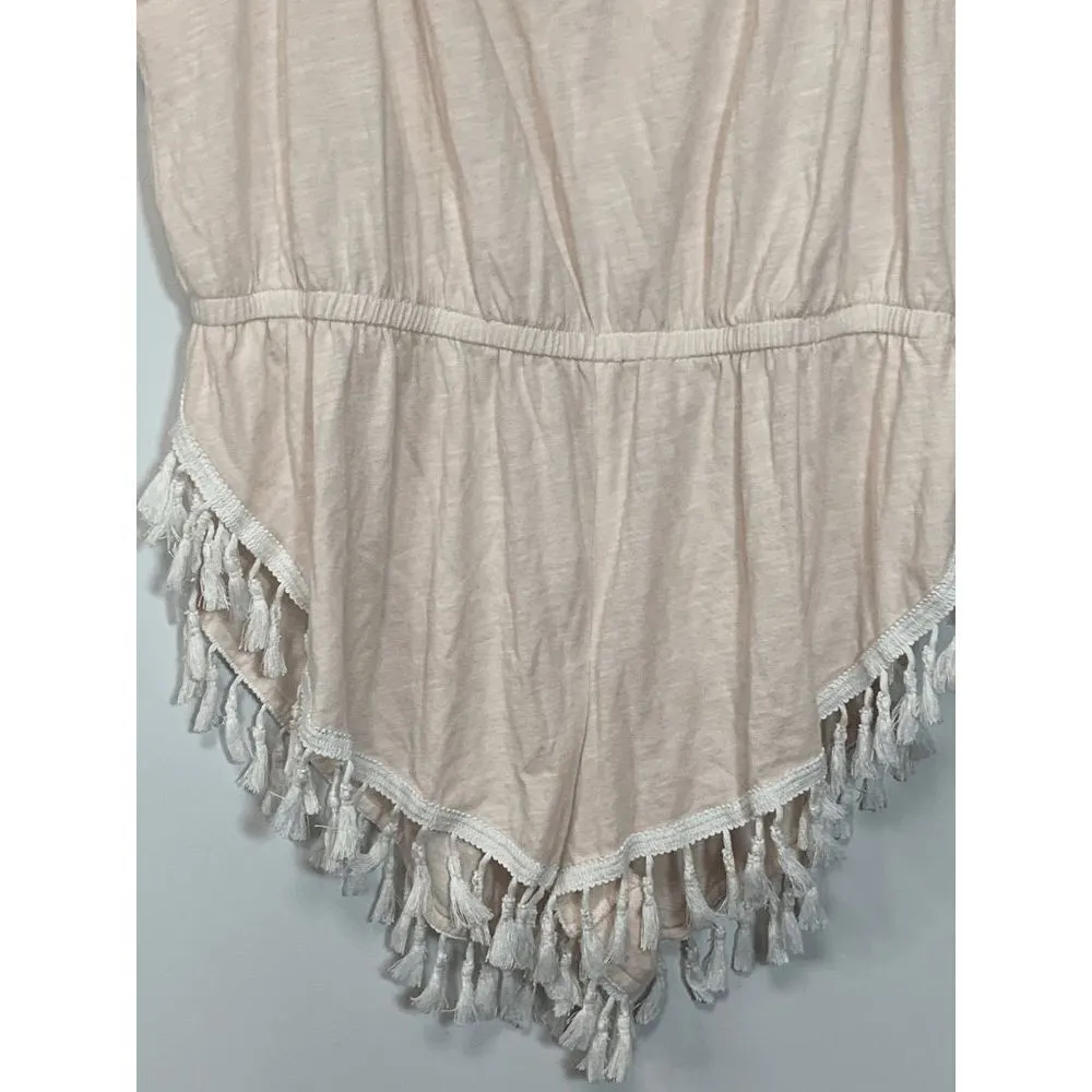 Victoria’s Secret Women’s Tassel Romper Keyhole Spaghetti Strap Cream Medium - Image 7