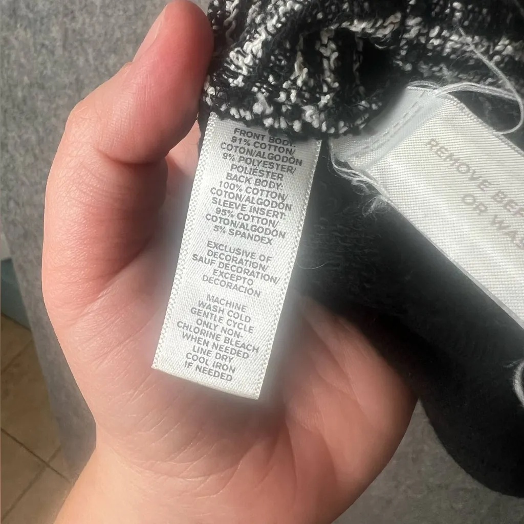 Lou & Grey Women Size XS Black White‎ Knit Moto Zip Jacket Asymmetrical Zipper - Image 4