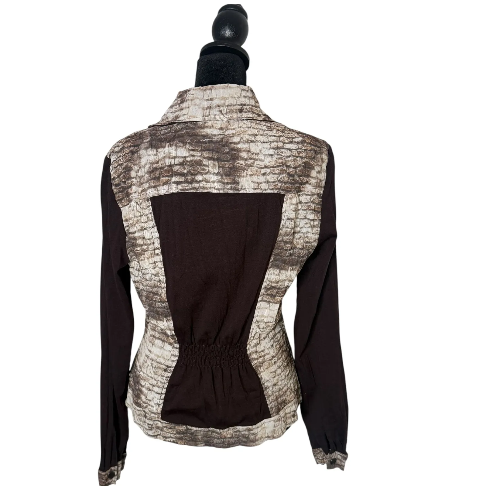 Alberto Makali Moto Biker Jacket Size S Brown Brick Zip Crinkled Statement - Image 2