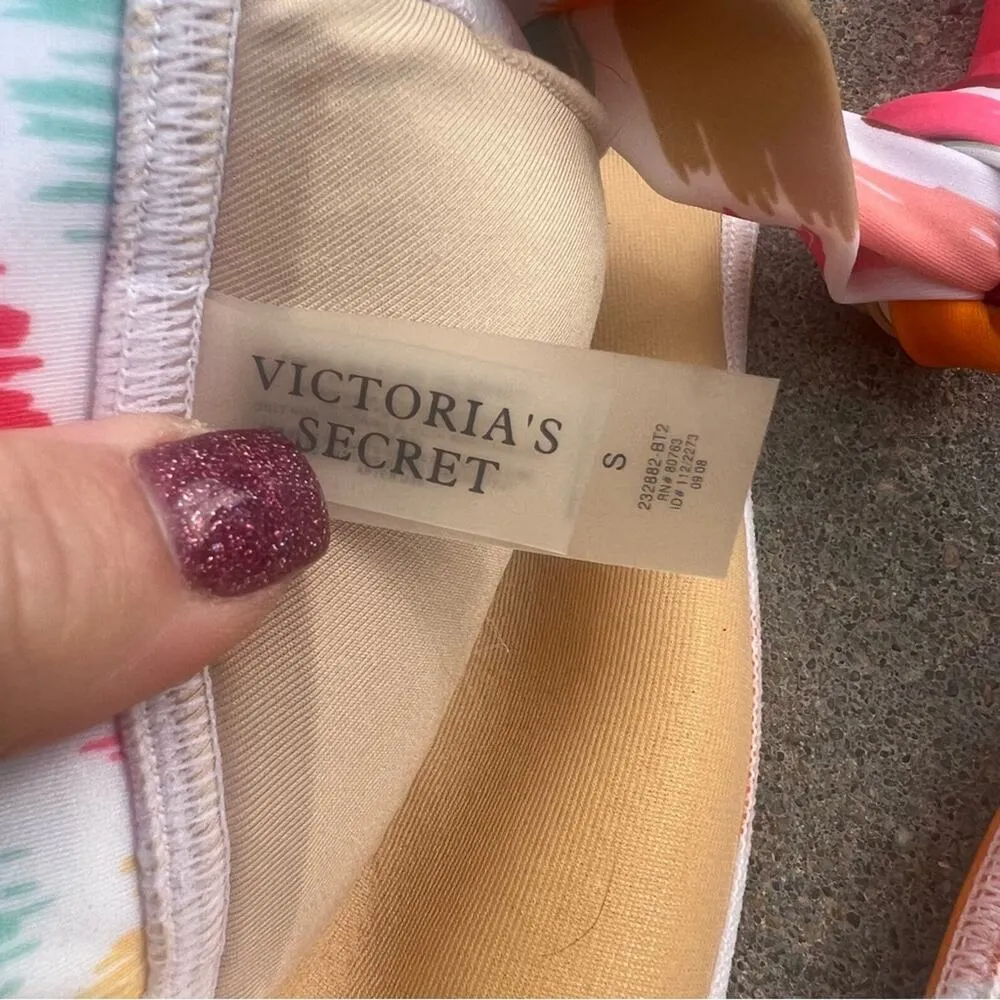 Victoria’s Secret Abstract Water Color Dot Halter Tie Triangle bikini Top - Image 5