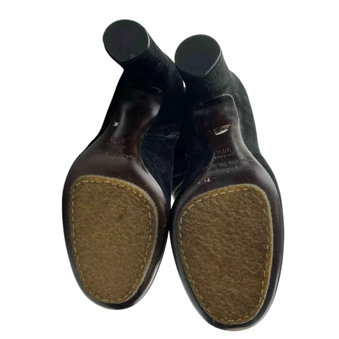 Roberto Del Carlo Women's Black Suede Leather Round Toe Zip Up Tall Boots Size 6 - Image 4