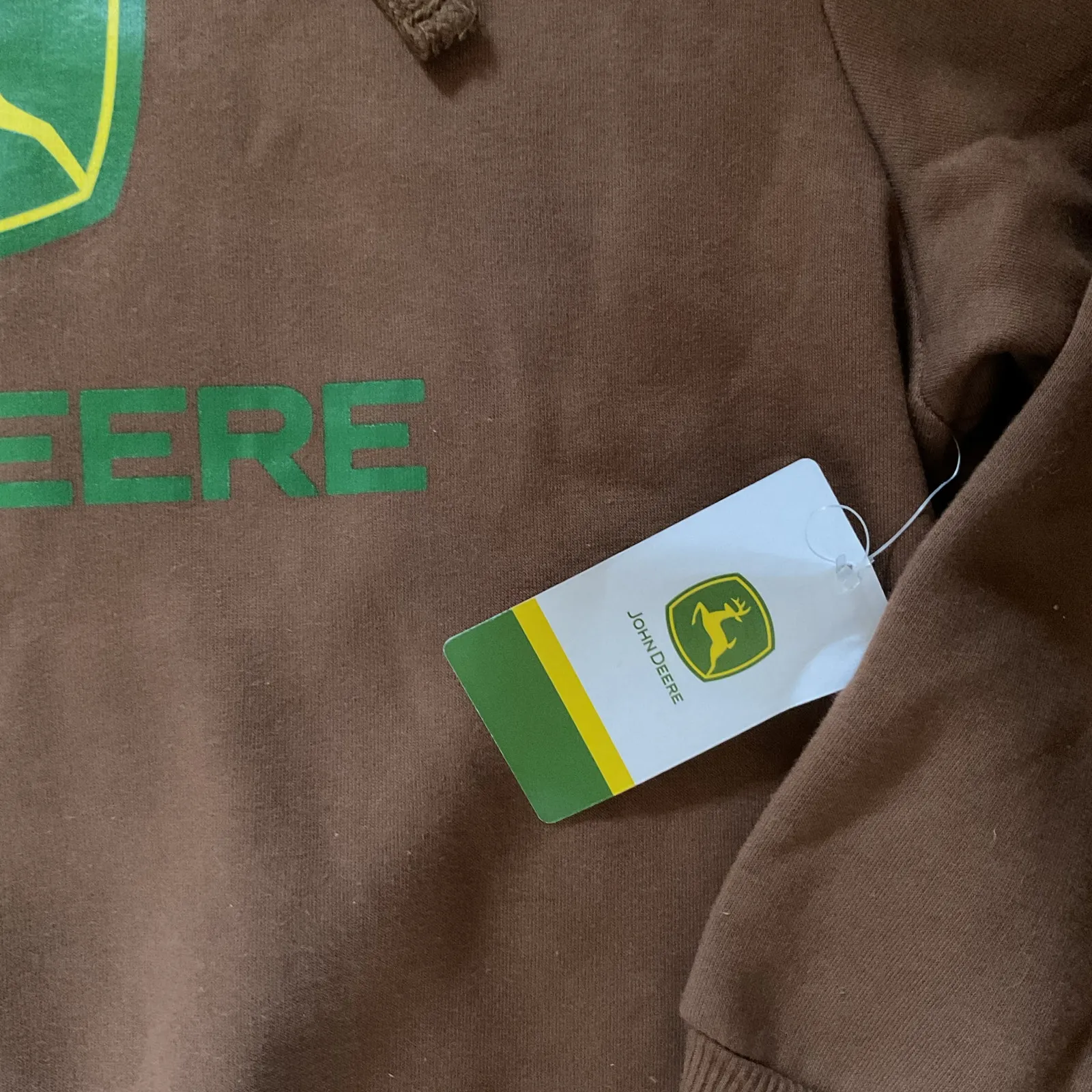 John Deere Brown Hoodie Sweatshirt Pullover Workwear Outdoor Size L NWT - Image 5