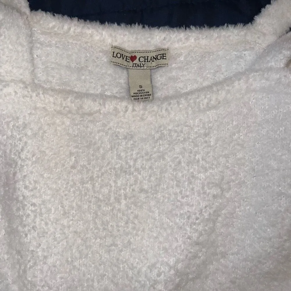 Love change Italy ￼Fuzzy furry white crop top tank top size S - Image 2