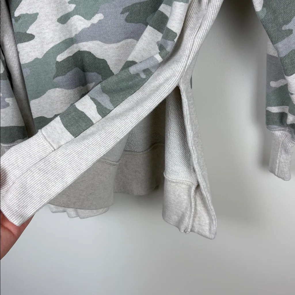 Aerie Good Vibes Camo Oversized Crewneck Sweatshirt Women’s Size XS Grey Green - Image 4