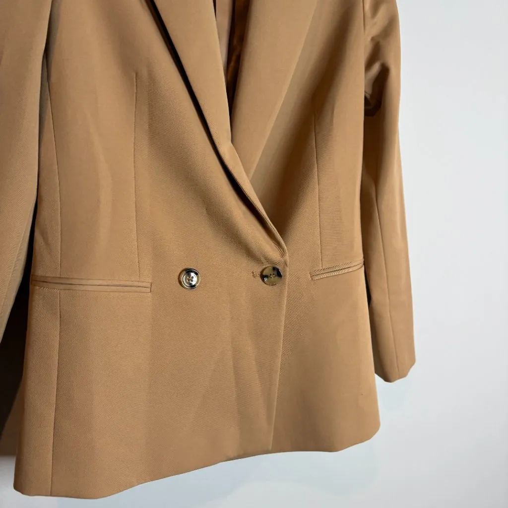 Mango MNG camel tan double button blazer jacket - Image 3