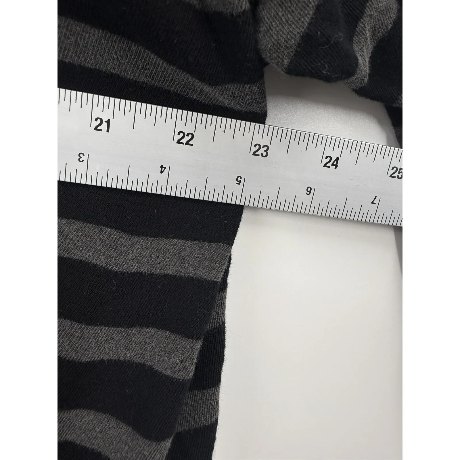 The Great Shirt Womens Small Black Gray Striped Long Sleeve Made in USA Raw Hem - Image 6