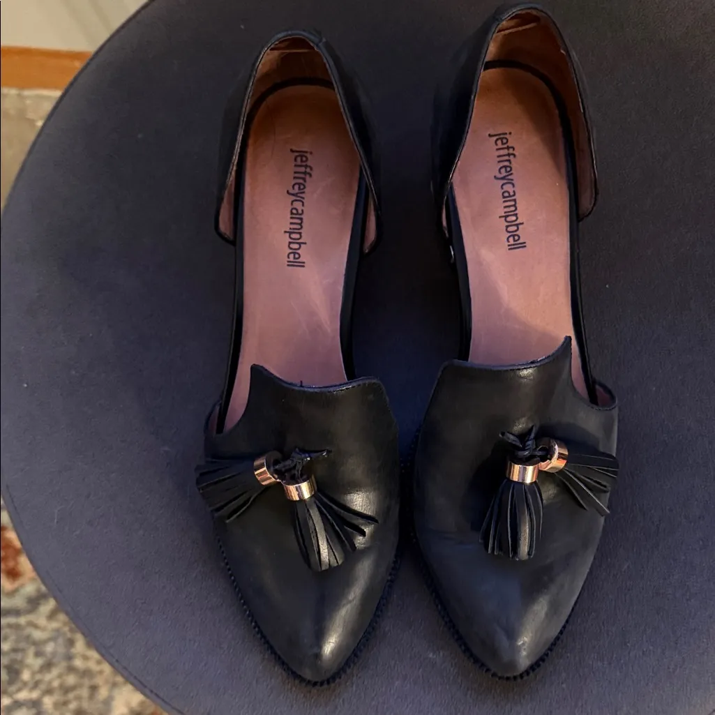 Jeffrey Campbell Womens 9.5 Black Civil Pearl Block D'Orsay Heel with Tassel - Image 3