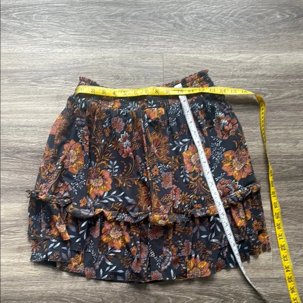 Evereve Brown and Orange Ruffled Mini Skirt Medium Mesh Tiered - Image 6