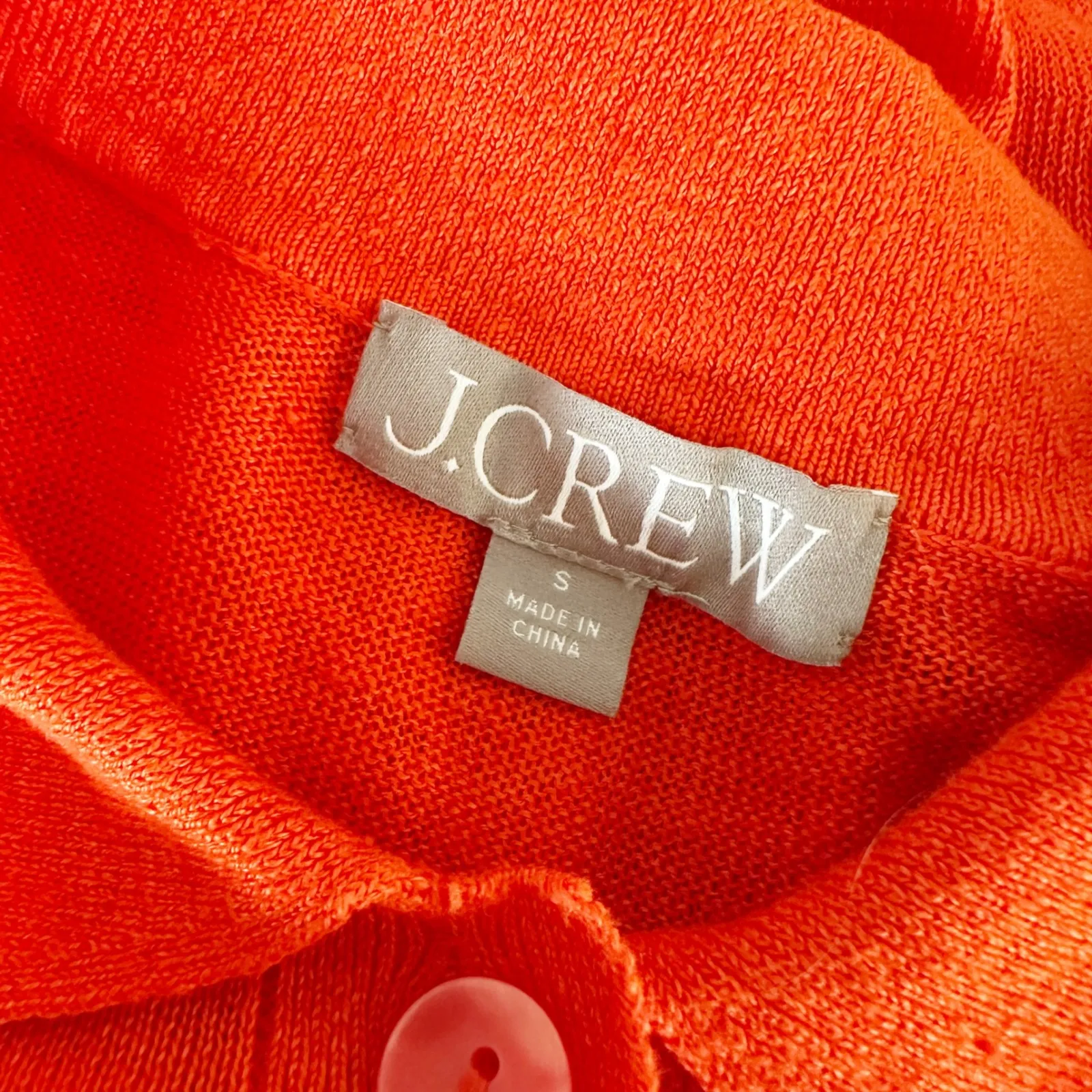 J. Crew Orange Button Up Collared Cardigan Sweater Lightweight Linen Womens Sm - Image 7
