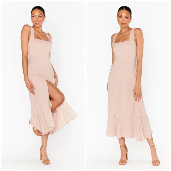 SHOW ME YOUR MUMU Claire Midi Dress In Dusty Blush Crisp - Image 2