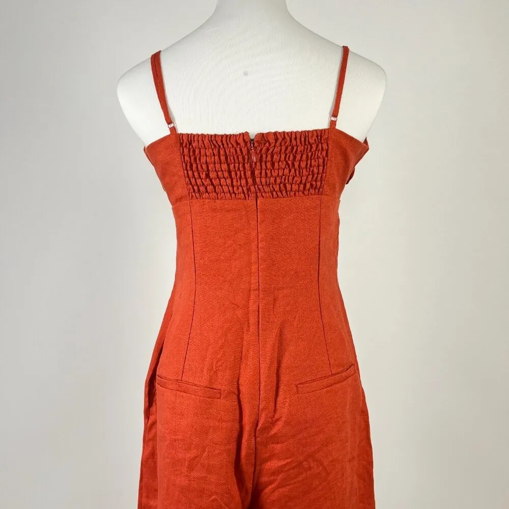 NWT Farm Rio Red 3D Petals Bodice Euroflax Premium Linen Jumpsuit Wide-Leg XL - Image 10