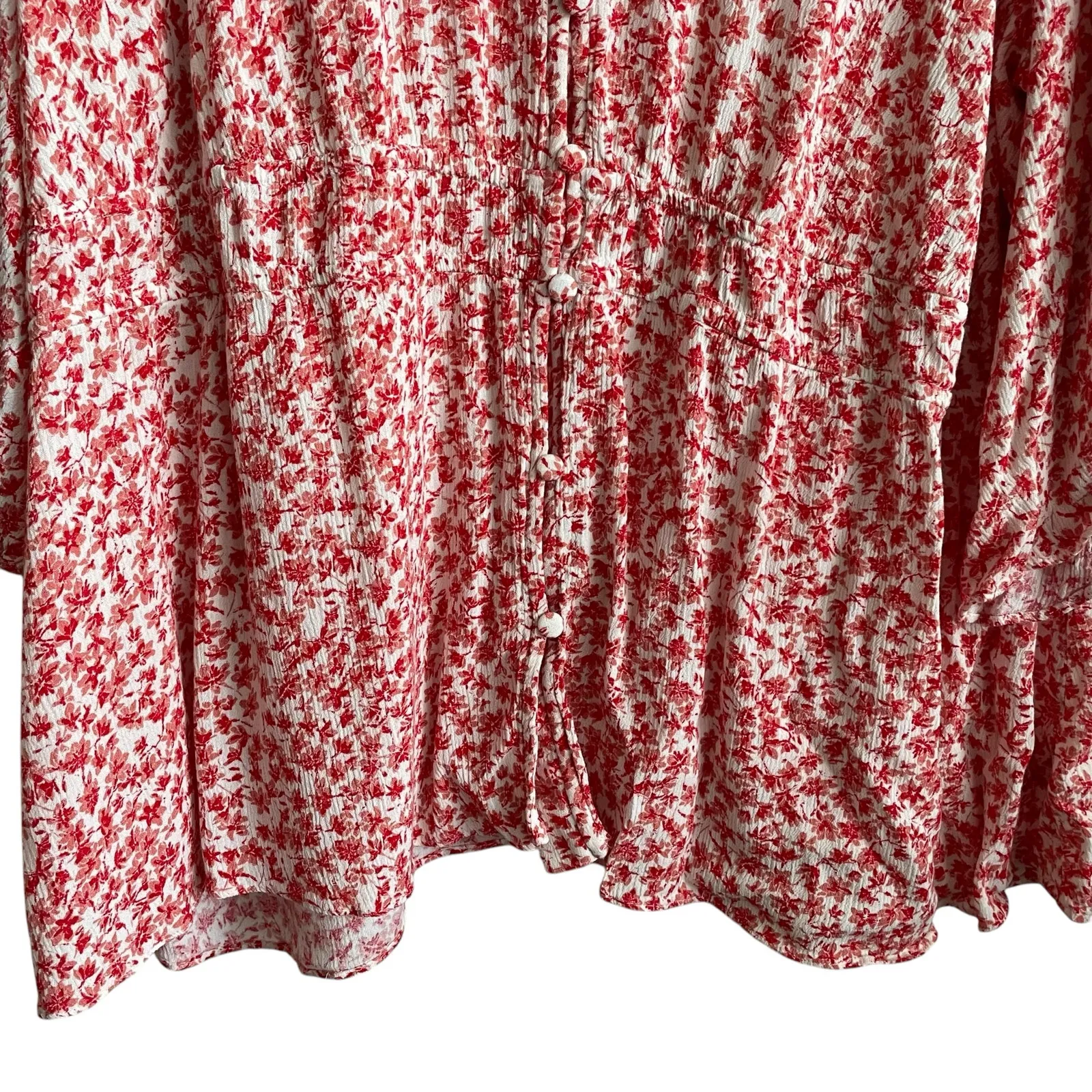 Lane Bryant Women Top 22 Coral Ditsy Floral‎ Babydoll Cottagecore Boho Fairy - Image 7