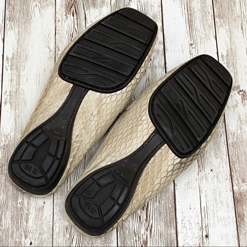 Stuart Weitzman CIA Beige Snakeskin Mules Loafers - Image 6