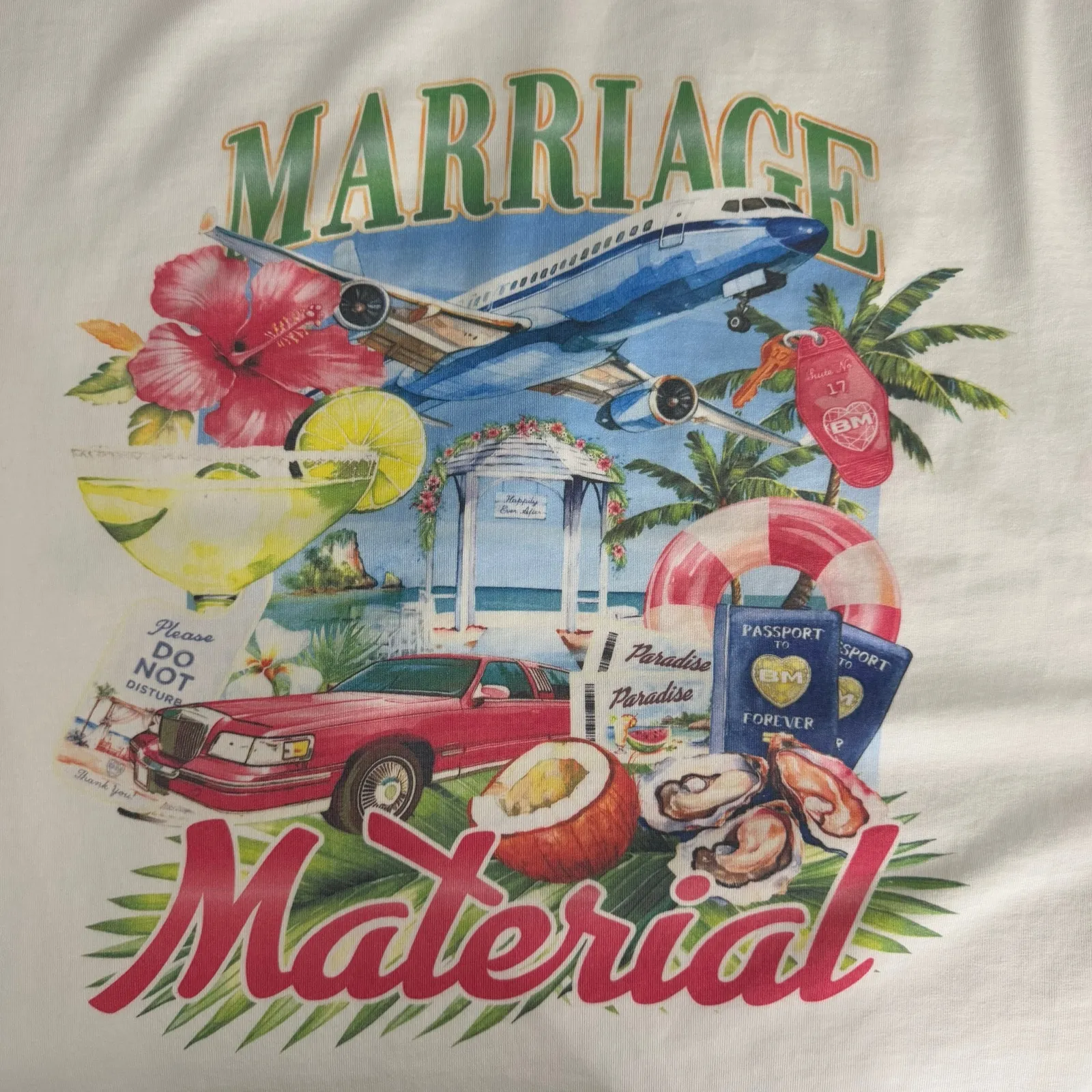 BRIDEMERCH Honeymoon Oversized Graphic Tee, S/M White - Image 5