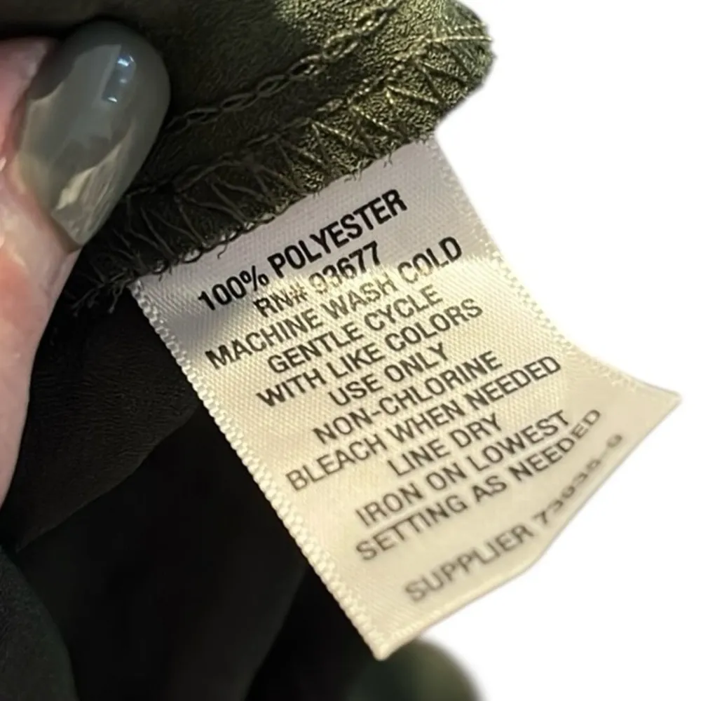 Boutique Olive Green Ruffle Lace Front Blouse - Image 8