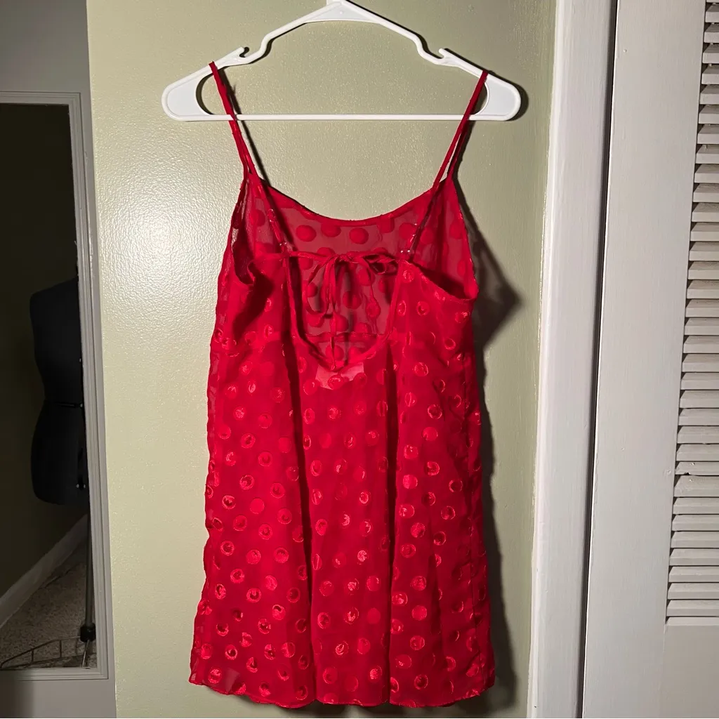Vintage Gilligan & O’Malley Sheer Nightie Red Polka Dots S - Image 4