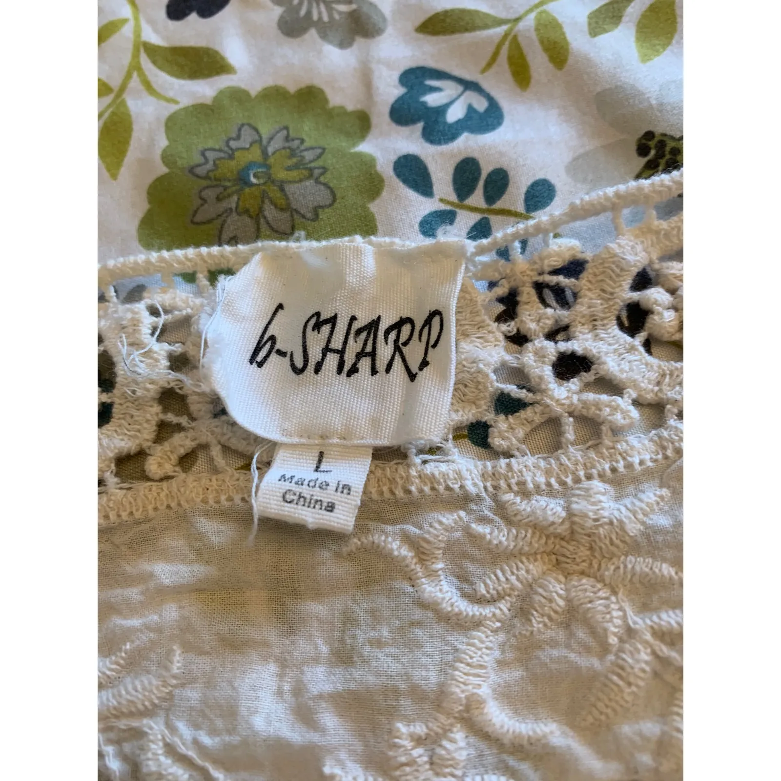 b SHARP Cream Crochet Lace Tunic Top Boho Festival Size L - Image 3