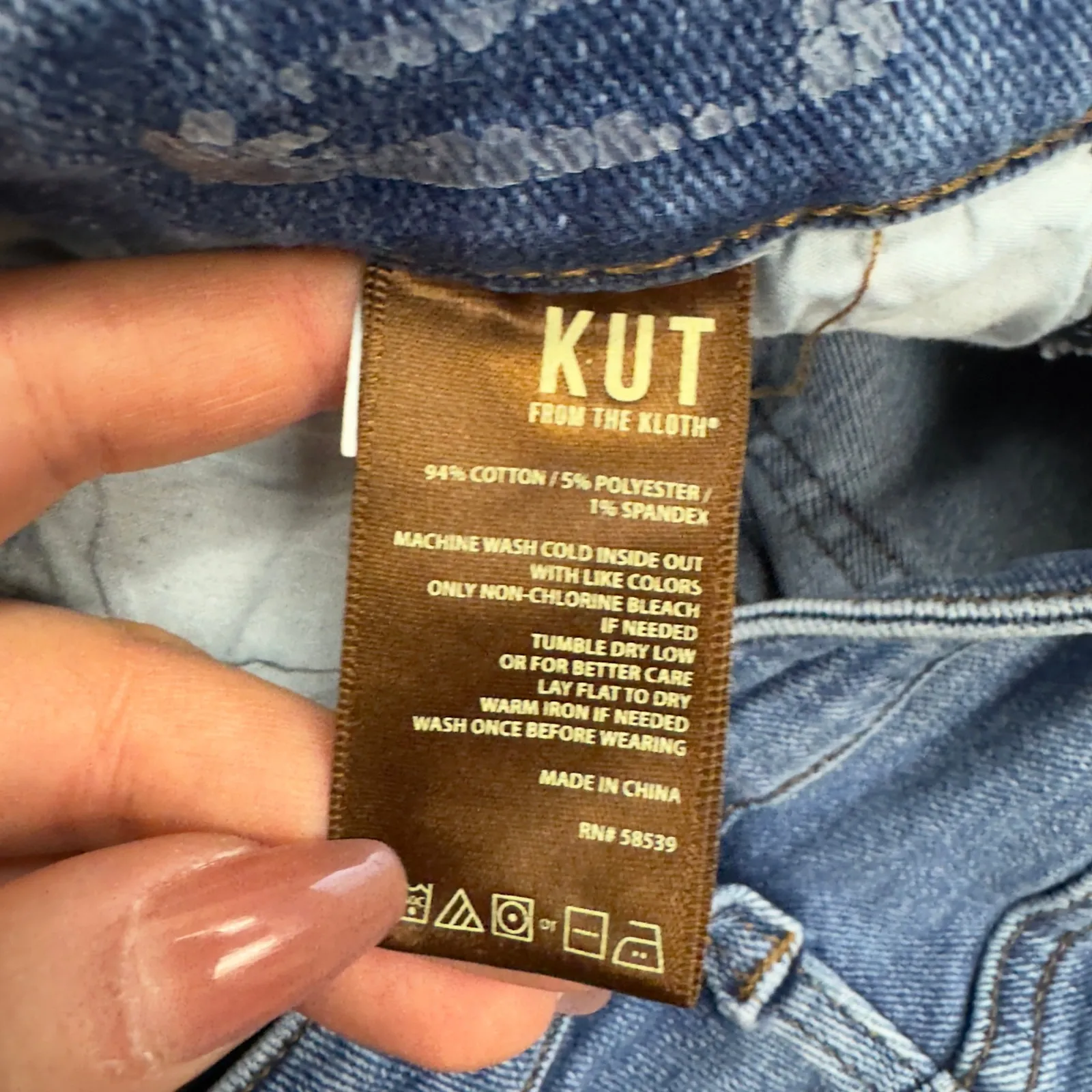 KUT from the Kloth Jeans Womens 16W Blue Distressed Slim Straight Leg Denim - Image 6