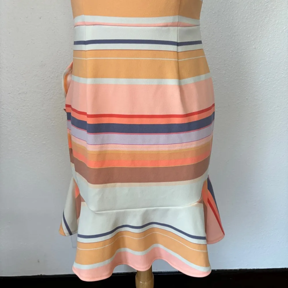 Pastel Striped Faux Wrap Sleeveless Dress - Image 6