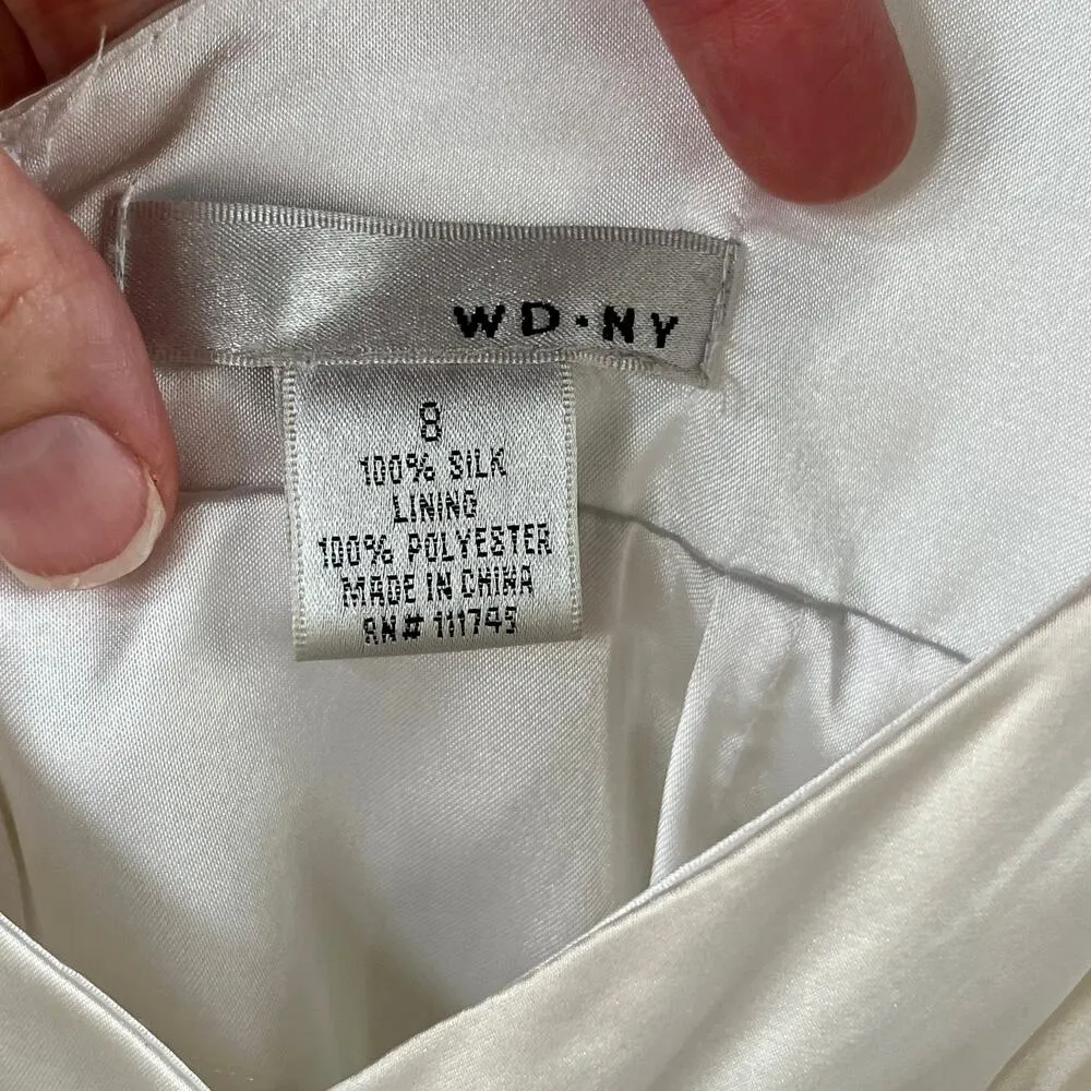 WDNY White And Gold 100% Silk Beaded Cocktail Dress Size 8. NEW - Image 12