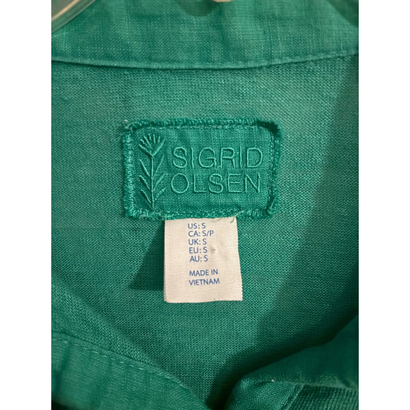 Sigrid Olsen Women's Green Long Sleeve Button Down Shirt Size S - Image 3