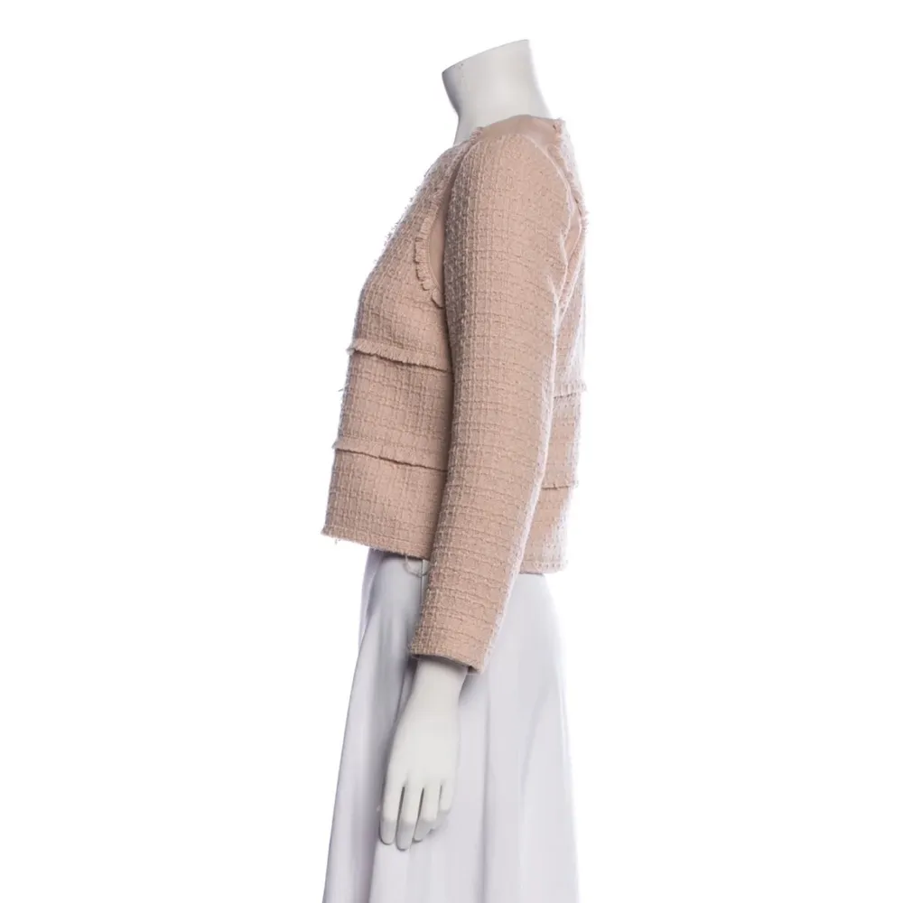 Rebecca Taylor Tan Tweed Blazer w/ Leather Detail - Image 7